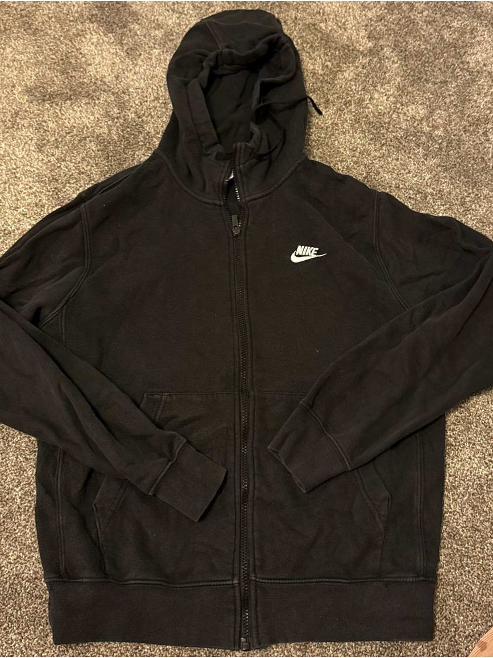 Nike Black Zip-Up Hoodie with White Swoosh